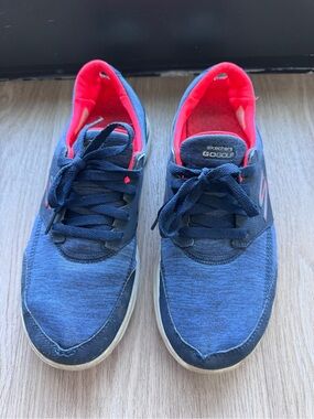 Skechers Women's Blue Sneakers with Bright Pink Lining